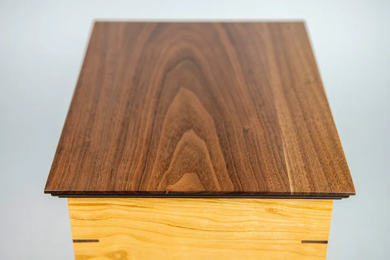 Cherry and Walnut Cremation Urn in Craftsman Style, Companion Size
