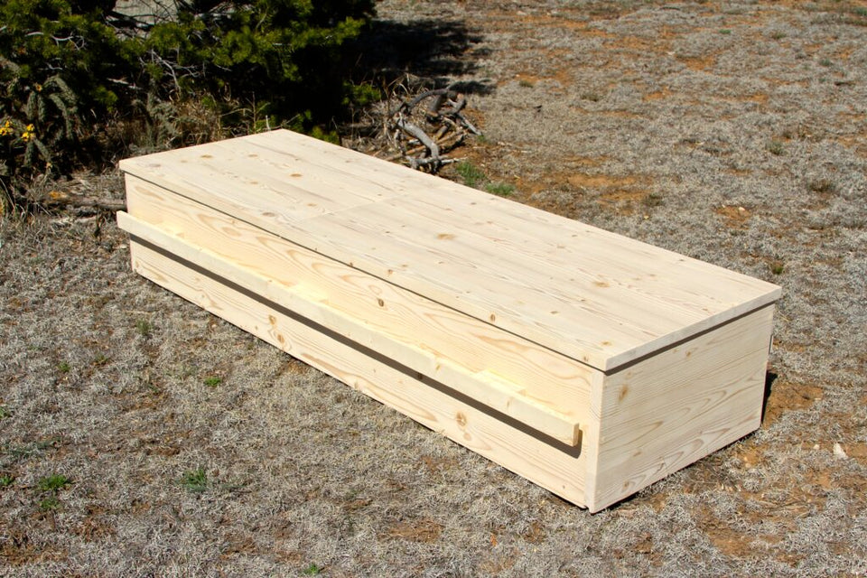 Light colored wooden casket