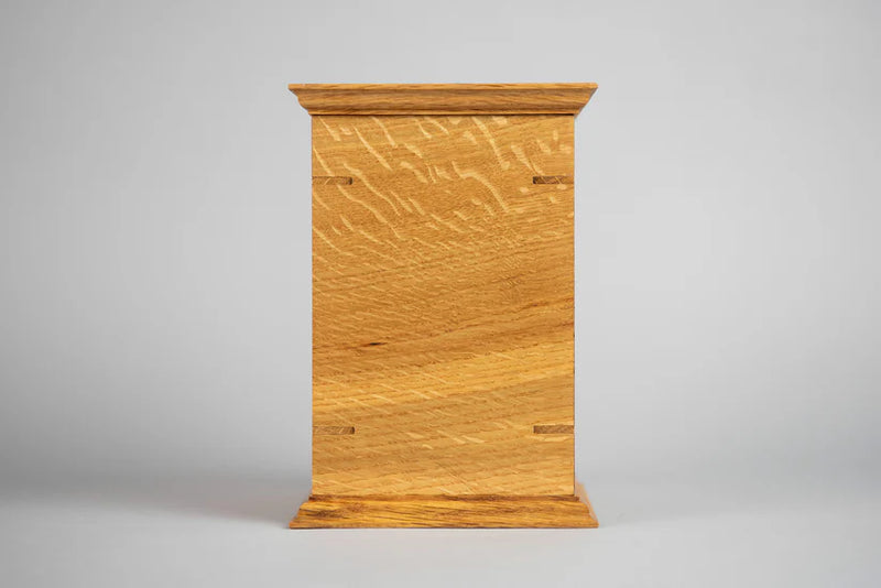 Quarter Sawn White Oak Cremation Urn in Craftsman Style, Sharing Size, Large