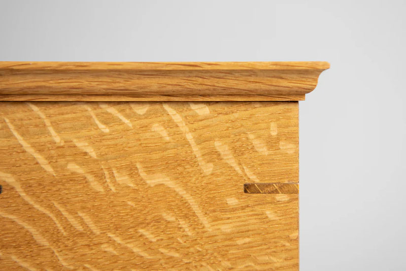 Quarter Sawn White Oak Cremation Urn in Craftsman Style, Sharing Size, Large