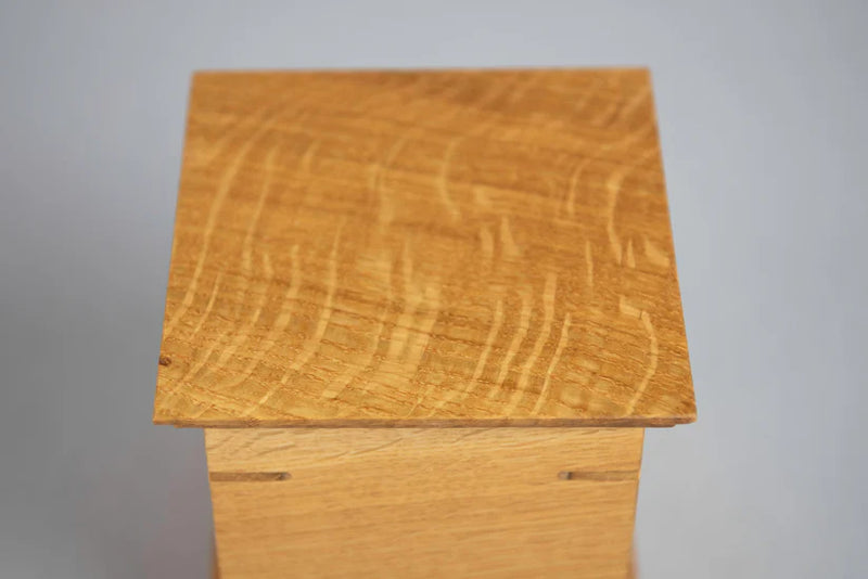 Quarter Sawn White Oak Cremation Urn in Craftsman Style, Sharing Size, Medium