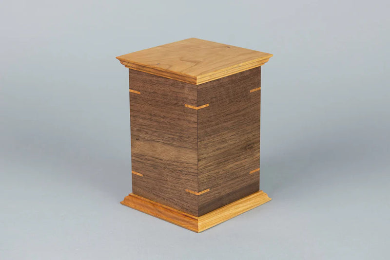 Walnut and Cherry Cremation Urn in Craftsman Style, Sharing Size, Large