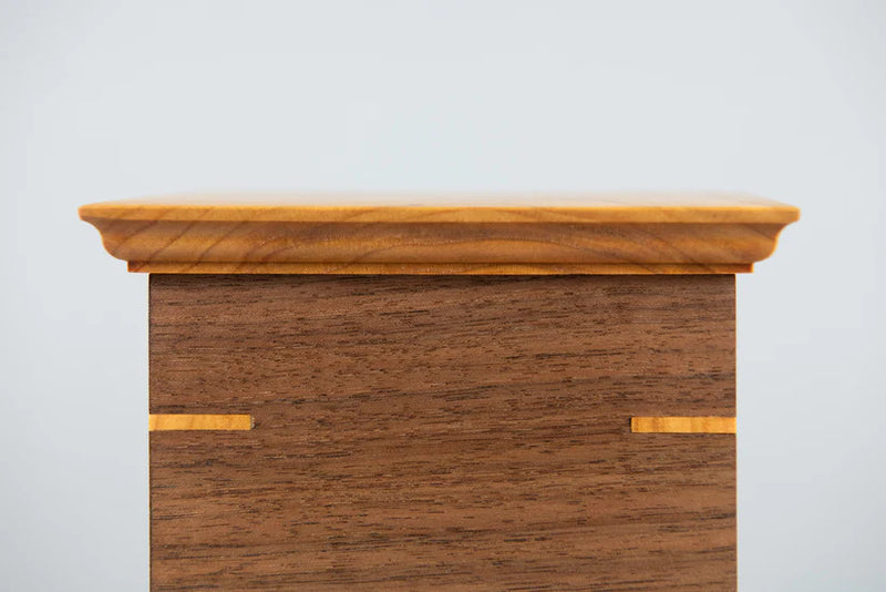 Walnut and Cherry Cremation Urn in Craftsman Style, Sharing Size, Large