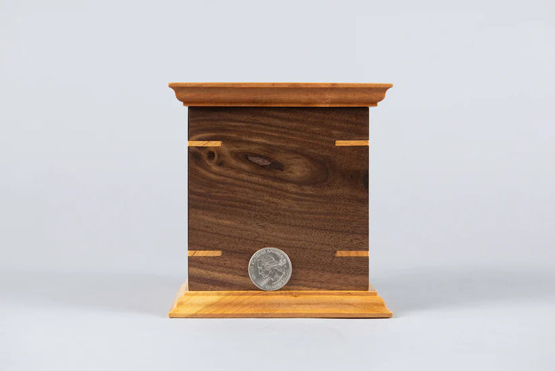 Walnut and Cherry Cremation Urn in Craftsman Style, Sharing Size, Medium