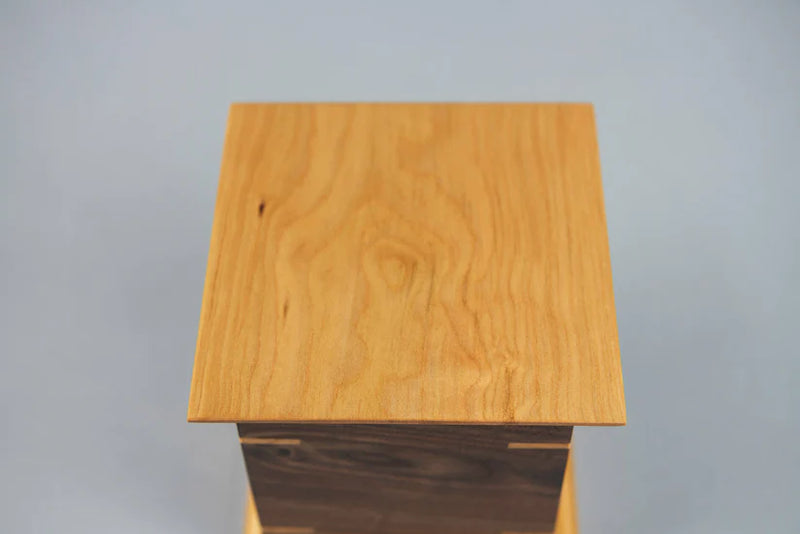 Walnut and Cherry Cremation Urn in Craftsman Style, Sharing Size, Medium