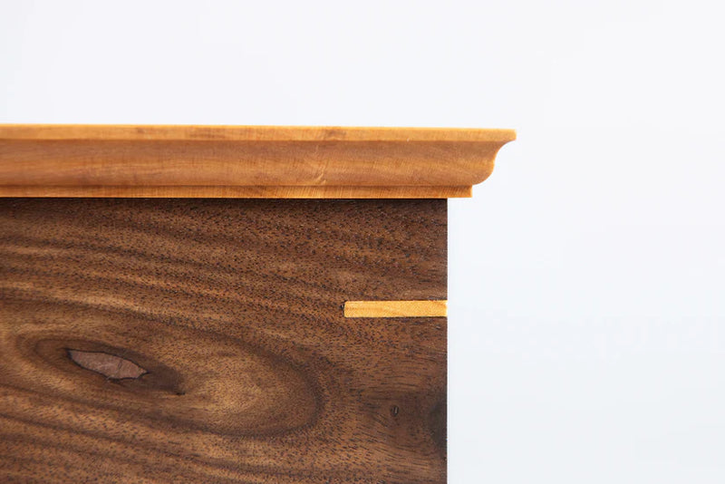 Walnut and Cherry Cremation Urn in Craftsman Style, Sharing Size, Medium