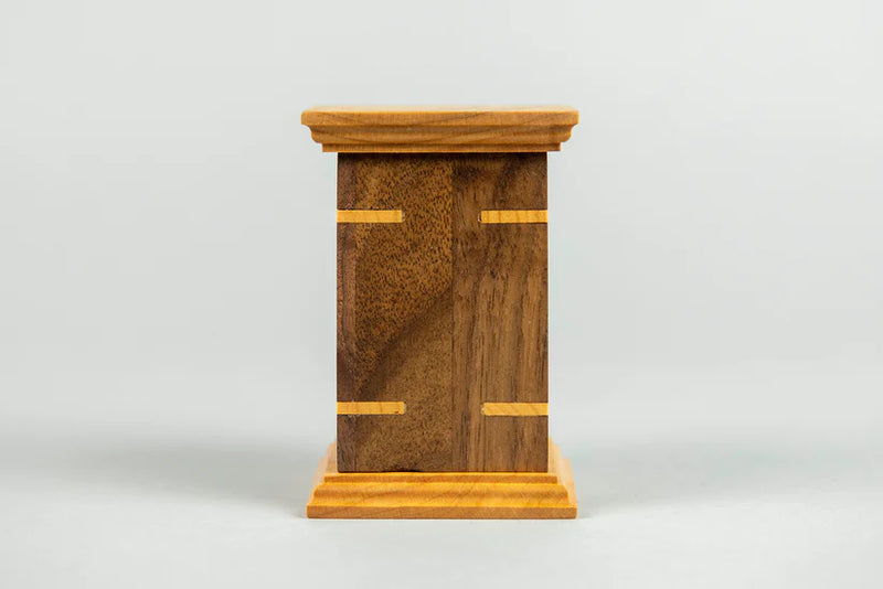 Walnut and Cherry Cremation Urn in Craftsman Style, Sharing Size, Small Keepsake