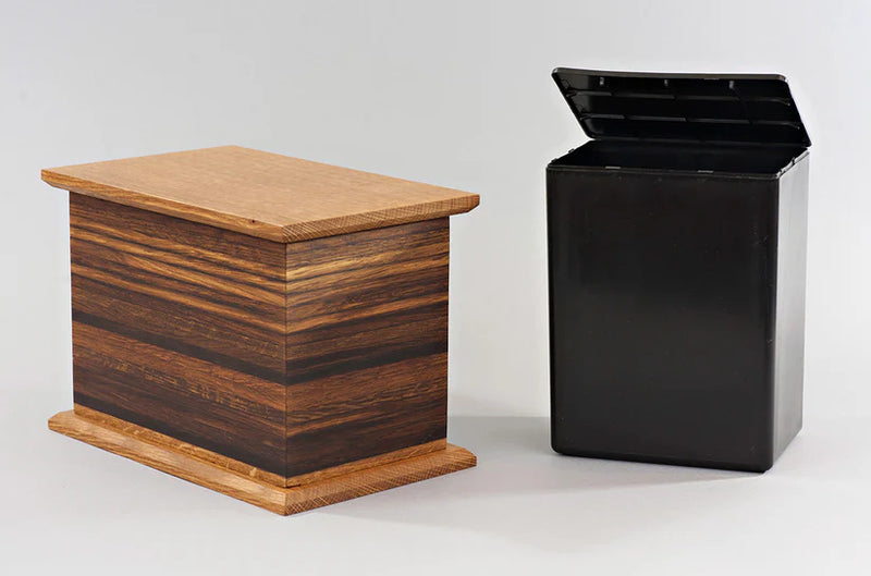 Wine and Whiskey Barrel Aged Oak Cremation Urn, Standard Adult Size, Vintner